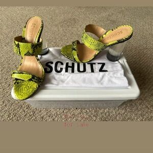 Schutz Veridiana snakeskin print Transparent Column Heel Sandal